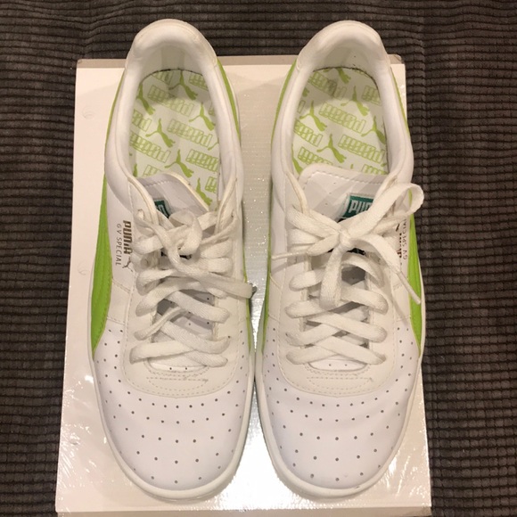 lime green and white pumas